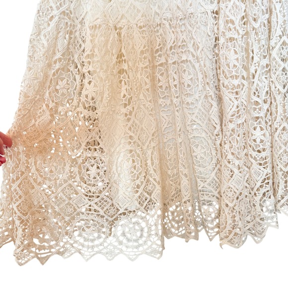 Kite & Butterfly Guipure lace Crochet Off Shoulder Ivory Wedding Gown Boho Beach - Picture 13 of 17